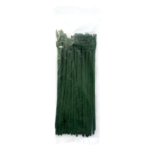 Opaski zaciskowe z płaskim zapięciem 400x8,9mm zielone